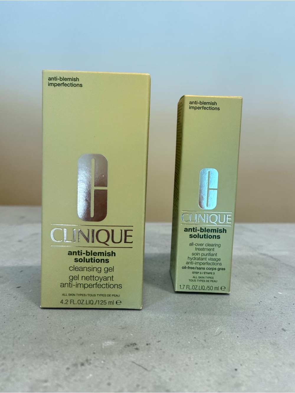Clinique Anti-Blemish Solutions 2pc Set Cleansing Gel + Clearing Treatment NEW